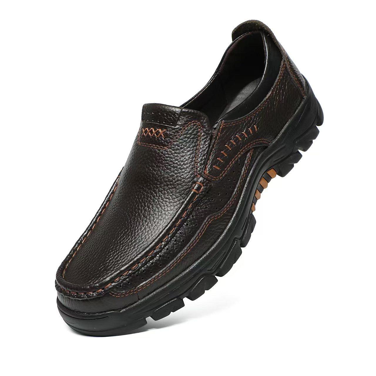 

Men s Breathable Round Toe Leather Shoes - Wide Fit, Spring/Autumn Casual Business, for Middle-aged and Senior Adults 40