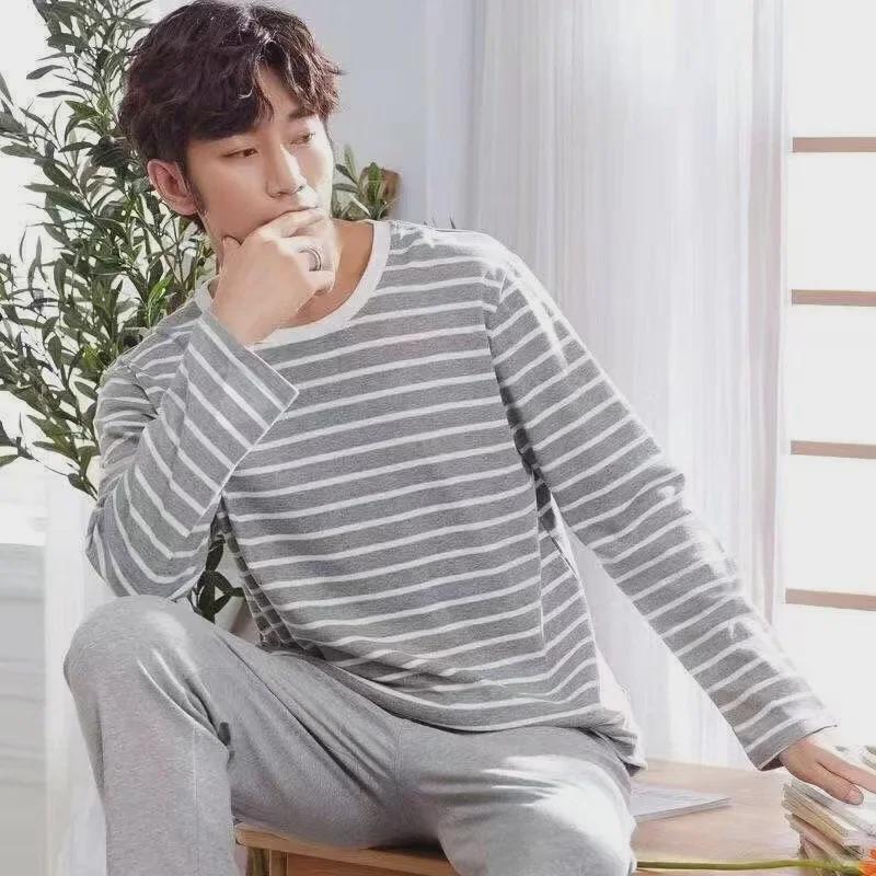 Men's Long-Sleeve Autumn/Winter Pajama Set – Teens & Students
