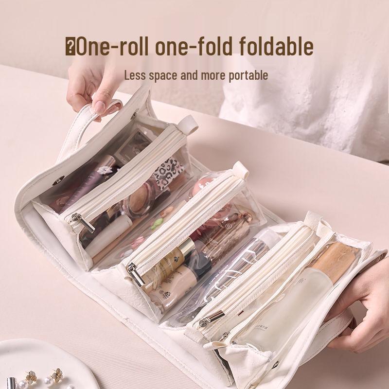 Removable Foldable Waterproof Makeup & Toiletry Bag with Wet/Dry Separation and Four Compartments