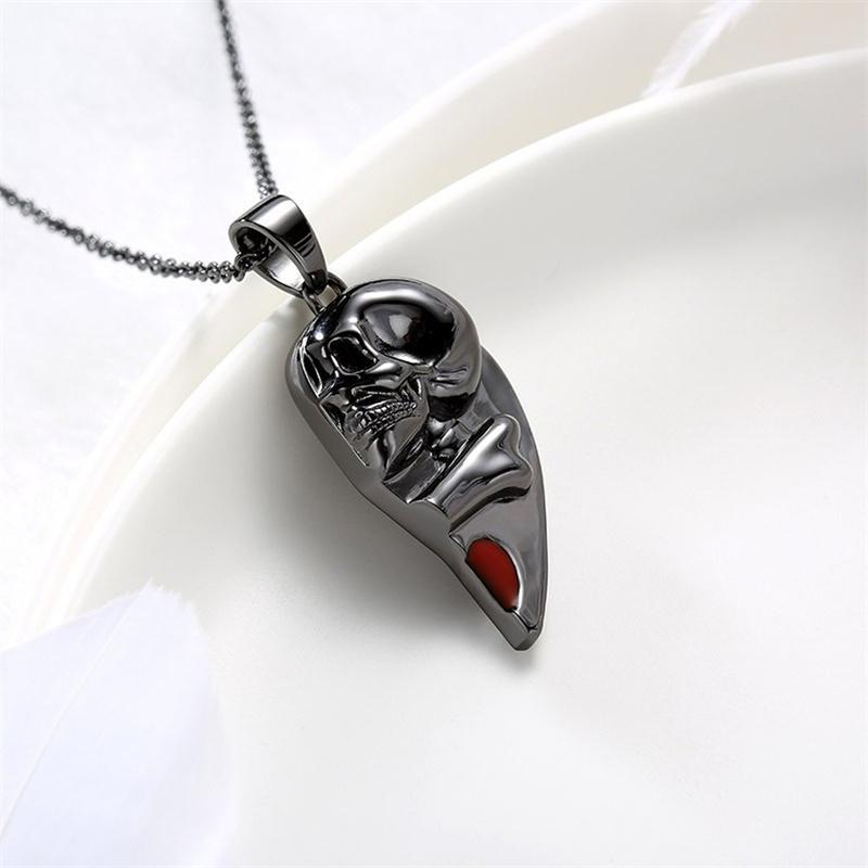 Gothic Minimalist Punk Creative Skull Red Love Magnetic Couple Heart Necklace for Women Men Jewelry Gifts Halloween