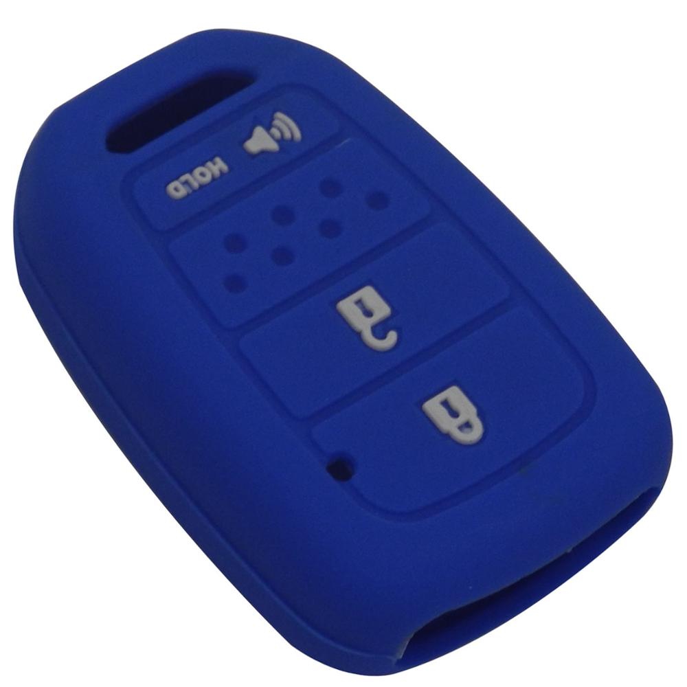 

jingyuqin 3 кнопки силиконовый чехол-накладка для ключа-брелока автомобиля для Honda HRV / Accord New Fit пульт с держателем темно-синий