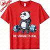 Panda The Struggle Is Real Weightlifting Fitness Gym Funny Tshirt Cotton Vintage T Shirt Unisex Summer Streetwear Tops Camisas