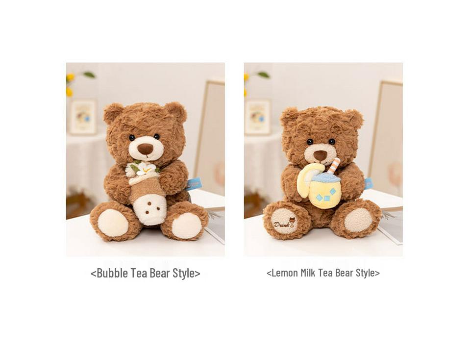 Milk Tea Bear Plush Toy: Teddy Bear Doll, Soothing Bedtime Companion, Customizable Birthday Gift.