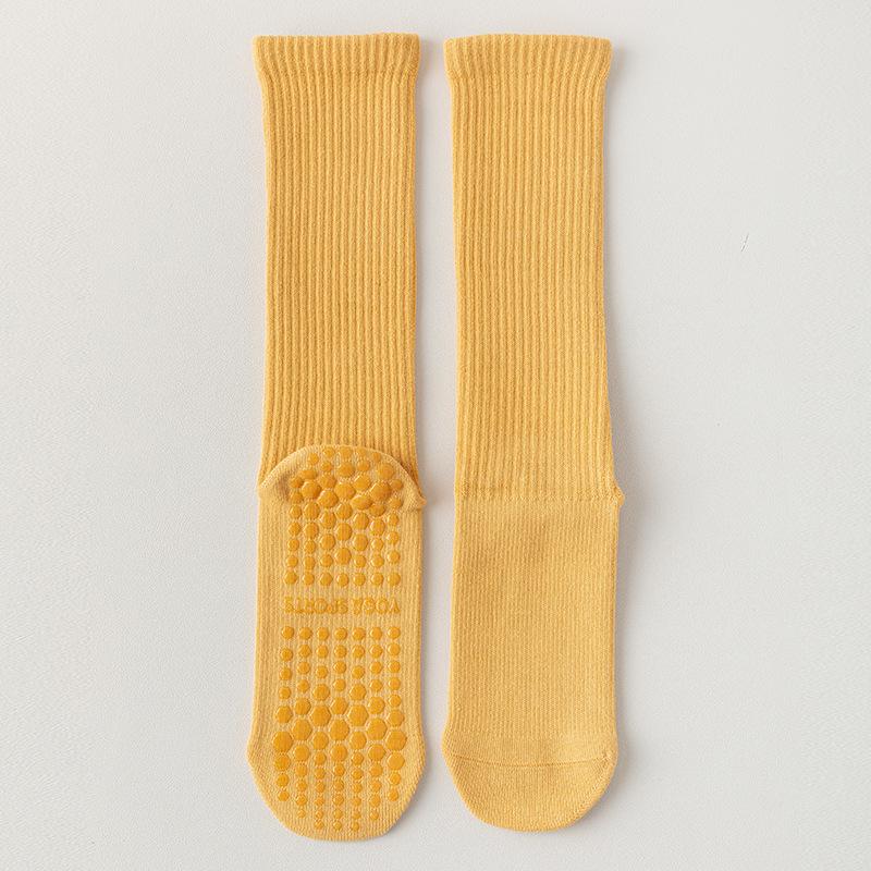 Yoga Socks, Women's Mid-calf Socks, Professional Fitness Pilates Socks, Silicone Anti-slip Sports Long Socks, Sweat-absorbing Cotton Socks