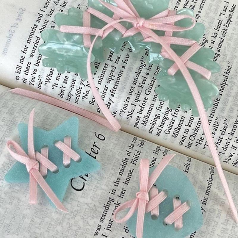 Acrylic Butterfly Knot Hair Clip with Ribbon Tie Stylish and Elegant Hair Pins Headwear Accessory for Women and Girls