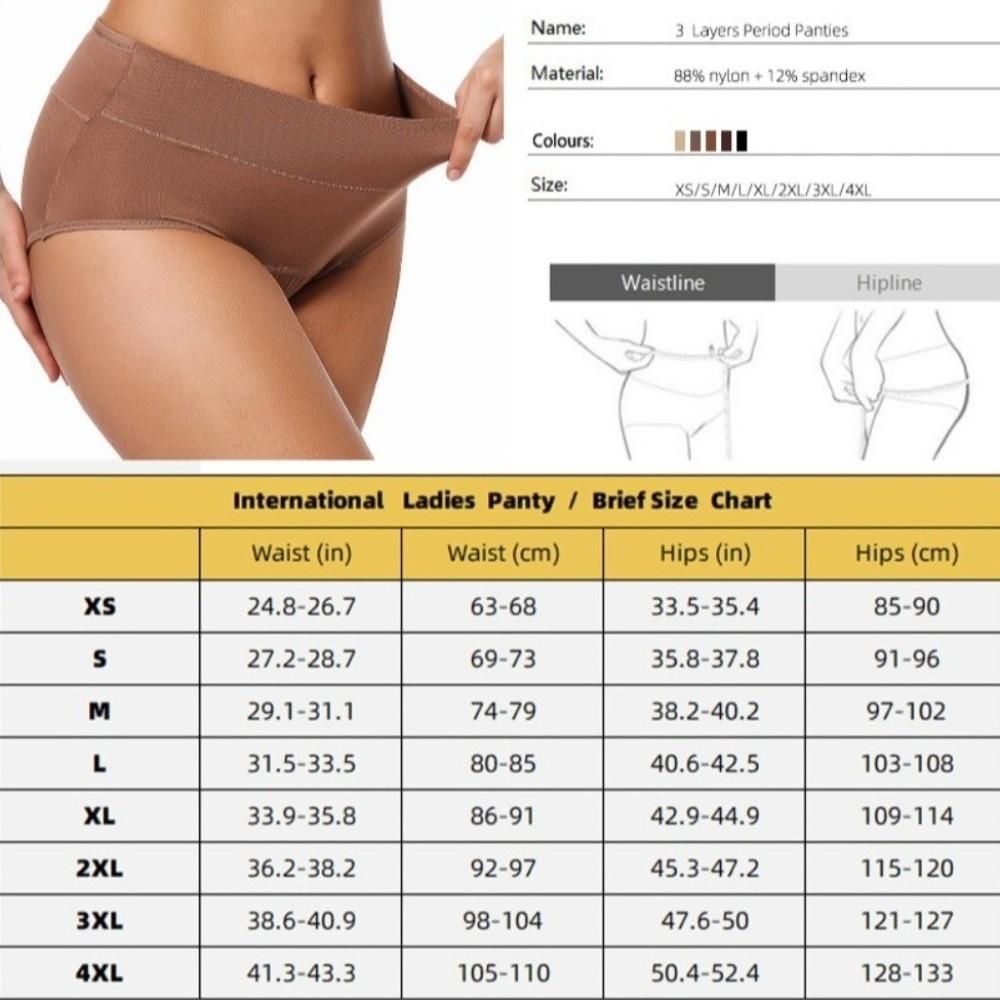 3 Layers Period Underwear High Waist Incontinence Underwear Leak Proof Panties for Women