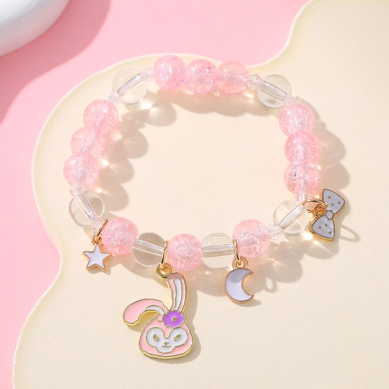 Sanrio Cinnamoroll Crystal Beaded Bracelet - Handmade Cartoon Gift for Female Students, Friends, and Couples.