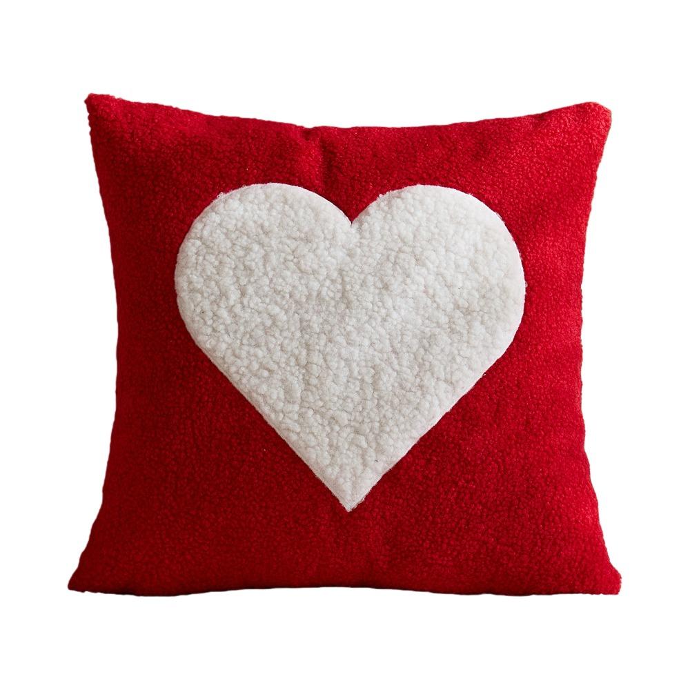 Soft Valentine Heart Pattern Pillowcase Embroidery Decorative Tufted Cushion Case 45CM Square Throw Pillow Cover Bedroom