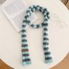 Handcrafted Knit Colorblock Scarf Unisex Japanese Minimalist Chic Wrap Warm Winter Accessory 170cm