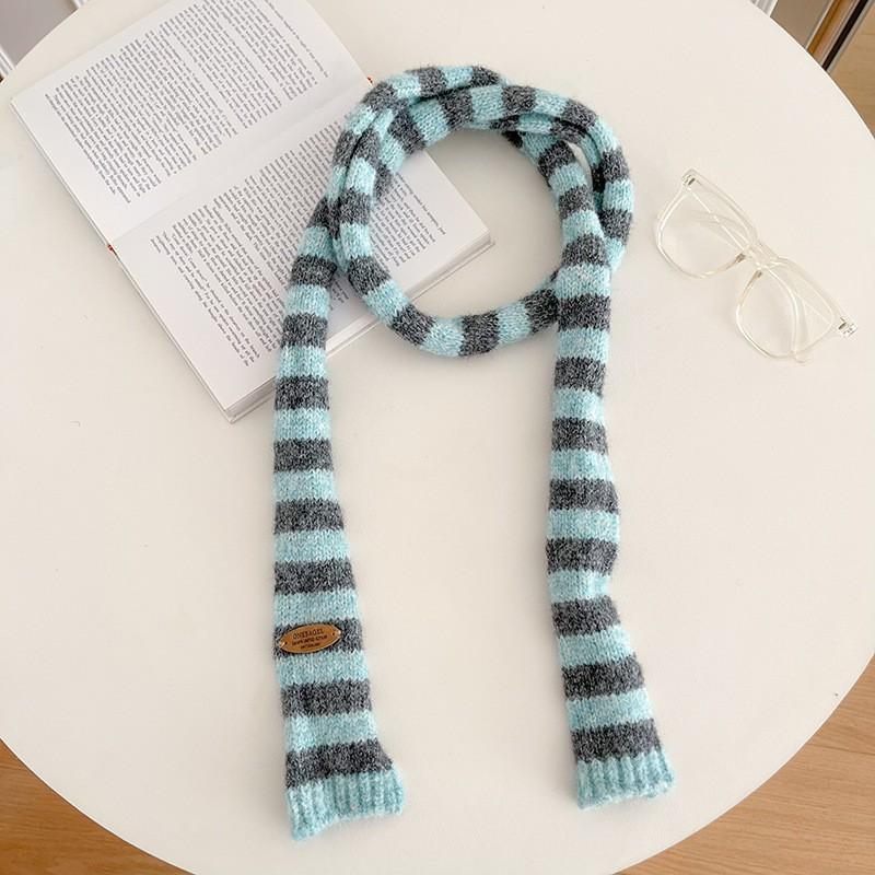 Handcrafted Knit Colorblock Scarf Unisex Japanese Minimalist Chic Wrap Warm Winter Accessory 170cm