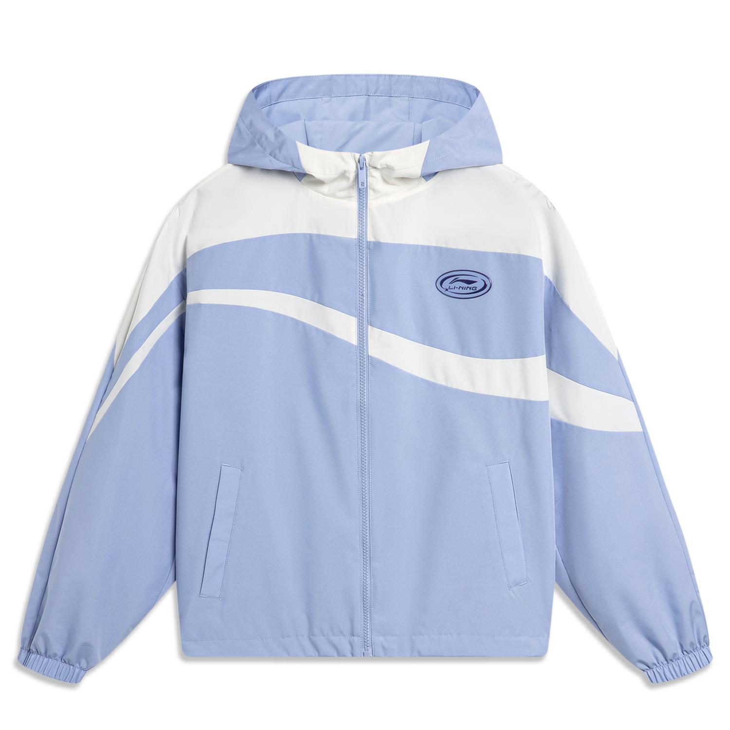 

Li Ning Sports Lifestyle Series Hooded Windbreaker Women Outerwear Chuan-Gray Blue Off-White AFDU036-2 XS