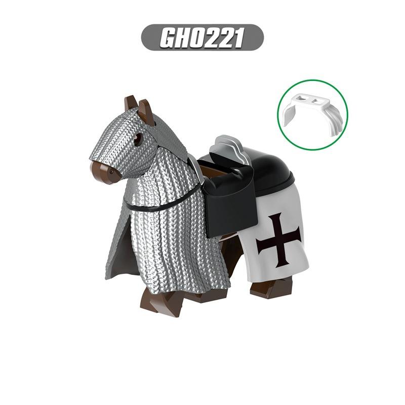 Military Building Blocks Medieval Solider Knights Accessories Shoulder Armor Model Vest Mount Flag Shield Horse Sword Bricks MOC