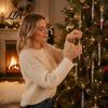 Seasonal Home Holiday Accents 12Pcs Spiral Icicle Ornaments, Christmas Twisted Hanging Decor, Transparent Tree Ornaments Pendants with Strings