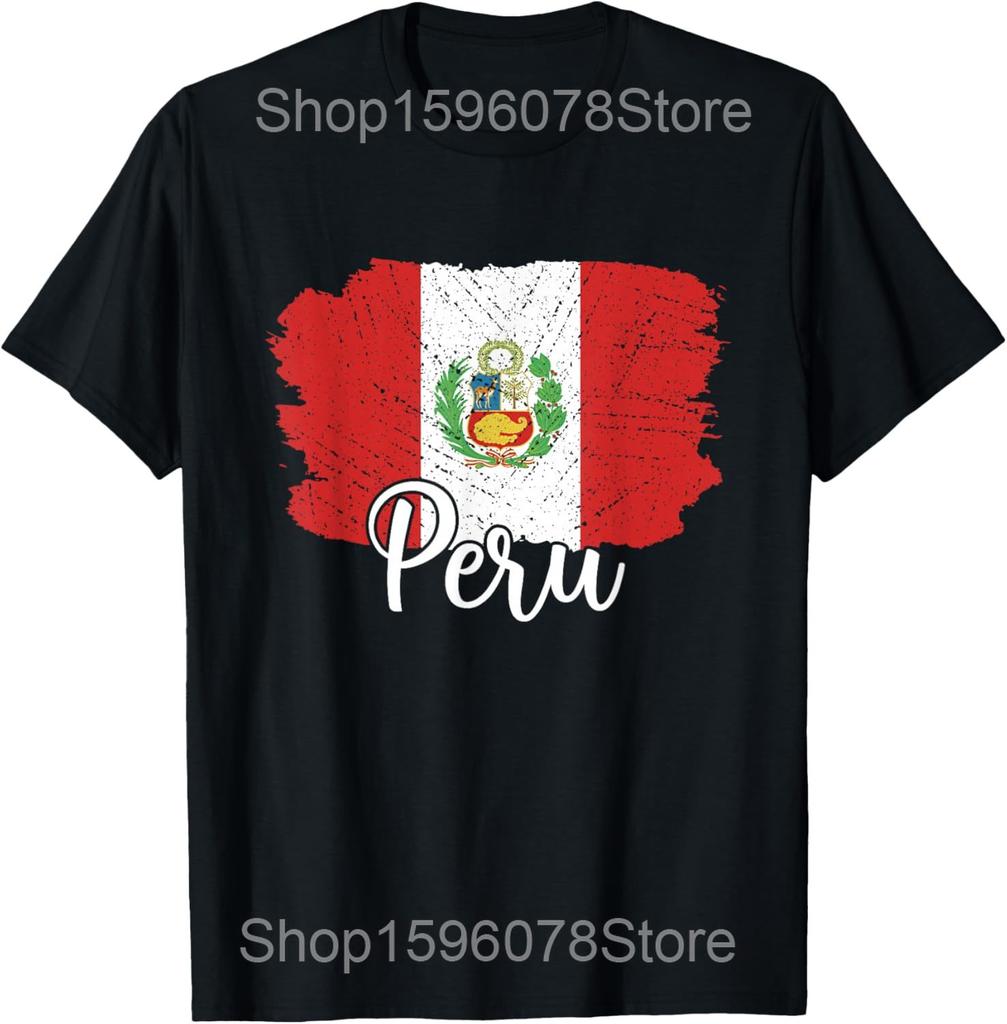 Vintage Flag of Peru Love Your Country T Shirts Unisex Women Cotton Humor Streetwear Tee Shirt Short Sleeve Unisex Loose Clothing
