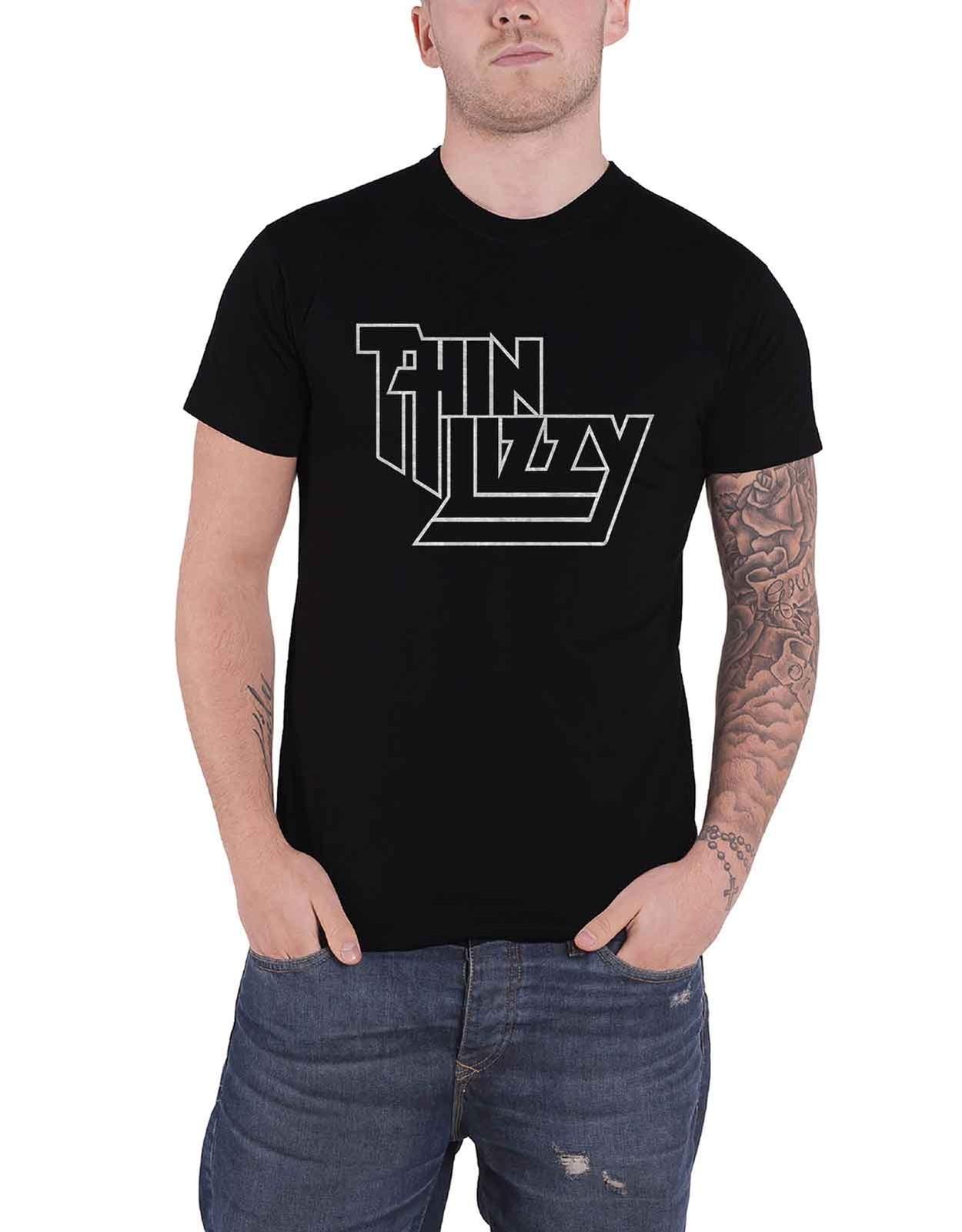 Thin Lizzy T Shirt Classic Band Logo new Official Mens Black Unisex T-Shirt XL