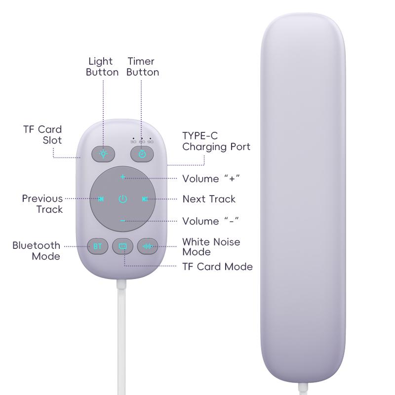 Bone Conduction Bluetooth Speaker Under Pillow White Noise Sleep Aid Music Box Remote Control TF MP3 Music Player Sleep Timer