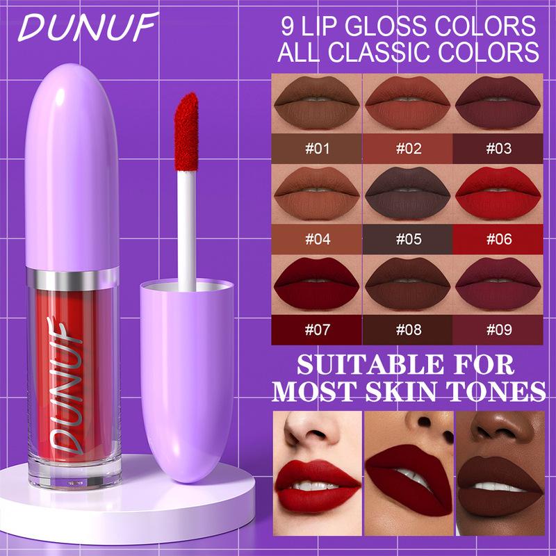 Matte Velvet Lip Glaze Waterproof Long Lasting Not EasyTo Fade Sexy Red Lip Gloss Silky Smooth Beauty Red Lipstick Makeup Women