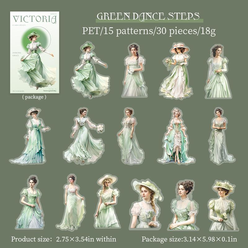 

30pcs gorgeous costume Style Stickers Beautiful dress Girl Stickers aesthetic Decorative Stick Label Diary Scrapbooking material