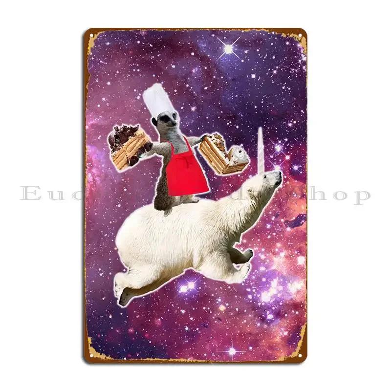 Lemur Riding Bear Unicorn Metal Plaque Poster Retro Plaques Designing Design Wall Cave Tin Sign Poster