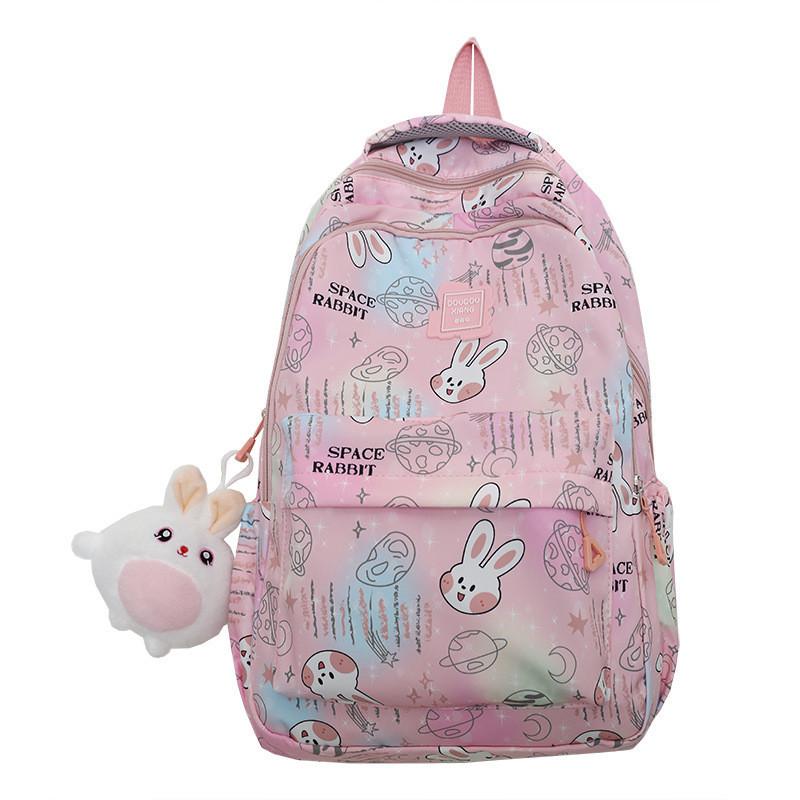 2023 New Cartoon Printed Backpack For Girls Korean Version Cute And Lightweight Nylon Material Breathable And Durable School Shoulder Bag