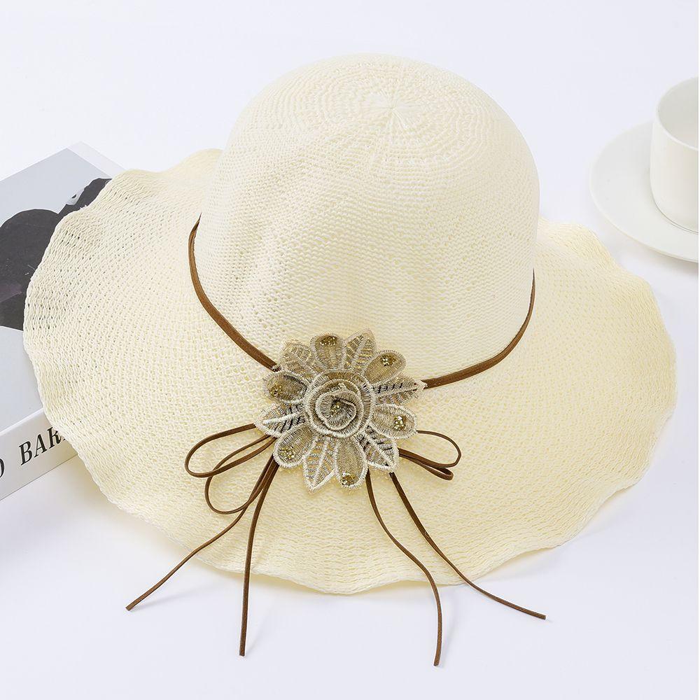 Ladies' Summer Sun Hat Fashionable Foldable Sun Hat Basin Hat Sunscreen UV Flower Cool Hat