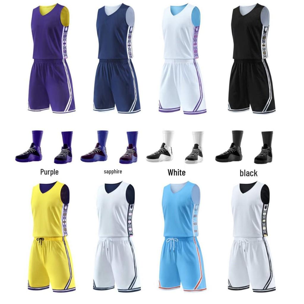 Conjunto de Uniforme de Baloncesto Reversible de Doble Capa - Malla de Secado Rápido para Hombres, Mujeres y Niños