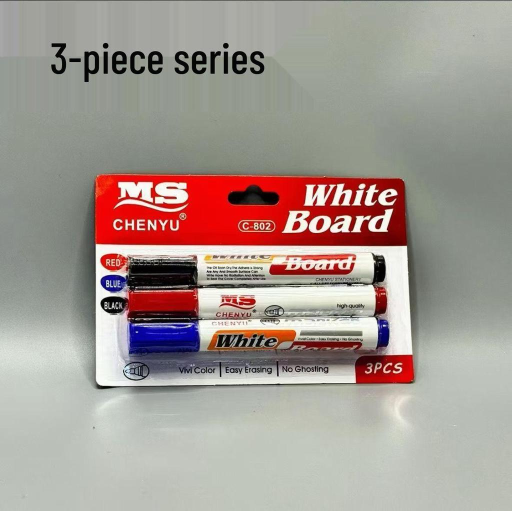Four-Color Whiteboard Marker Set with Built-In Erasers for Meetings and Teaching.