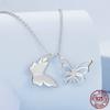 S925 Sterling Silver Double Butterfly Pendant Necklace for Women Platinum Plated Delicate Fine Jewelry Birthday Gift