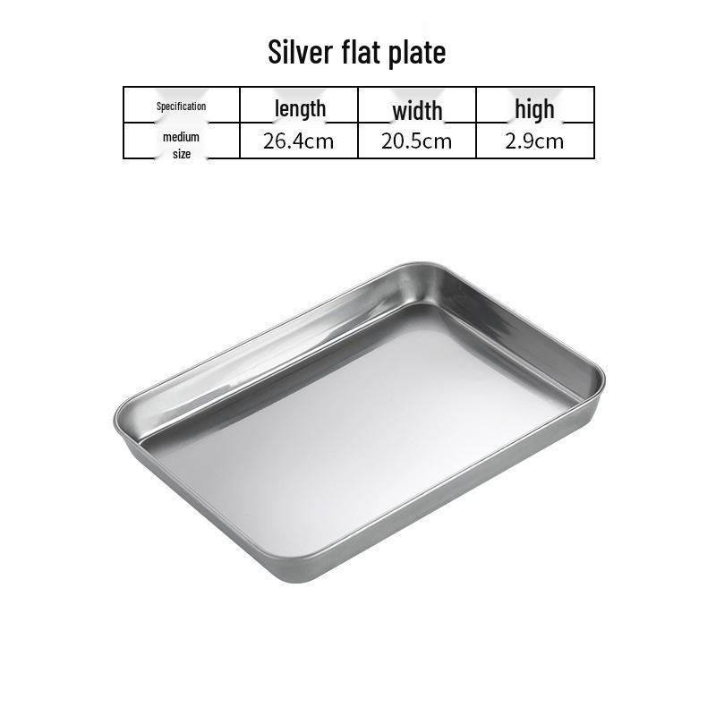 Korean Style Stainless Steel Gold BBQ & Grilling Plate - Versatile Rectangular Tray for Rice, Noodles, Steaming, and Snacks