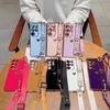 Applicable Galaxy S25Edge Electroplated Love Bracket Wrist Strap Samsung S25U Mobile Phone Case Adjustment Lanyard A56