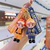Firefighter & Traffic Police Cartoon Keychain: Cute Car Accessory & Bag Ornament Holiday Gifts.