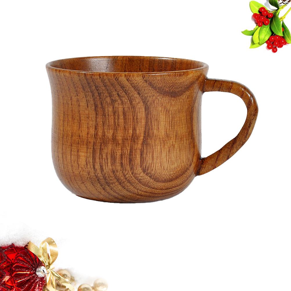 Jujube Wood Cup Classic Color Lightweight Handle Beer Mug Milk Coffee Tea Mug Eco-Friendly Wooden Drinking Cup