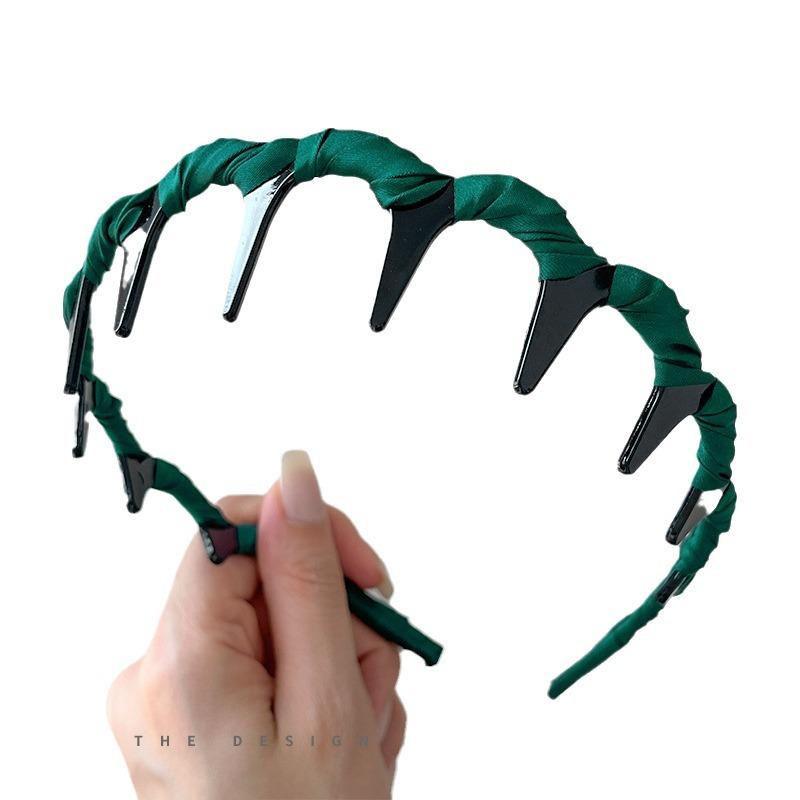 Temperamental Cloth Wave Headband Headdress Female Face Wash with Tooth Hairpin High Skull Top Non-slip Broken Hair Pressing Headband Hair Accessories