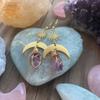 Bohemia Gold Color Sun Crescent Moon Irregular Purple Crystal Dangle Earrings Necklace for Women Charm Jewelry Accessory Gifts