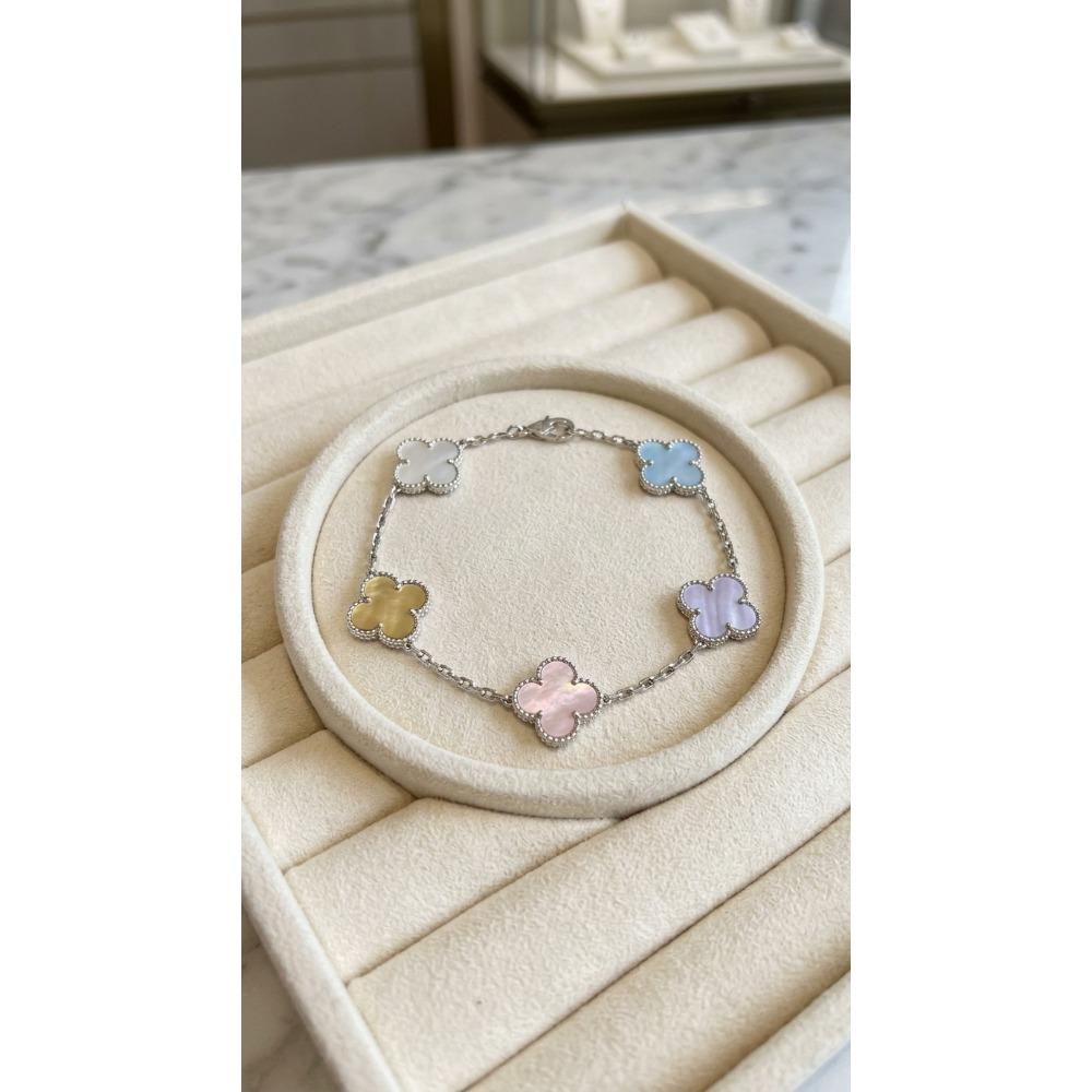 Fashion Four-leaf Clover Five-flower Bracelet Accessible Luxurycolorful Mother-of-pearl Four-leaf Clover Bracelet for Women