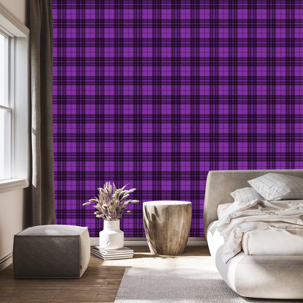 Purple Checkered Wallpaper Plum and Violet for Living Room and Bedroom 50x1000