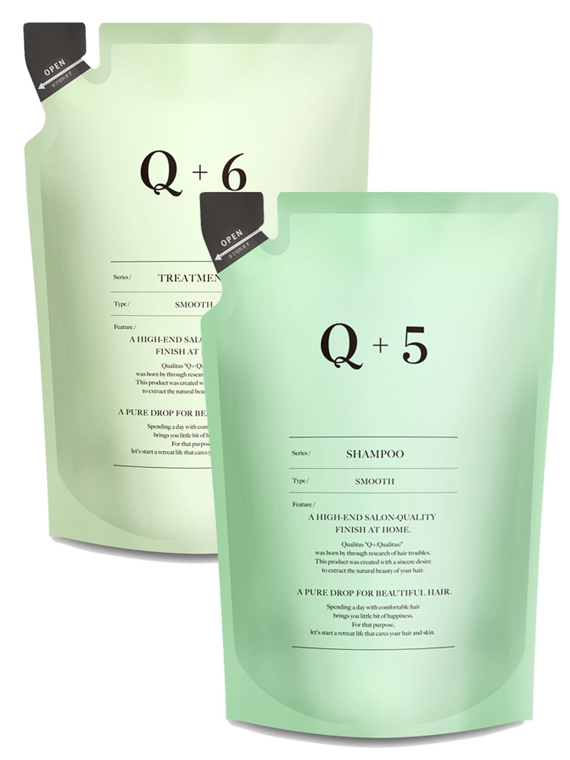 

Qualitas Shampoo Treatment Set Refill Beauty Salon Exclusive Amino Acid Shampoo Shampoo Q+ [Уход за пальцами] Без силикона 400 мл/400 г