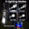 Mini Flashlight Keychain USB Rechargeable Pocket Light with COB Work Area Light for Camping Hiking Dog Walking Emergency Repair Key Ring