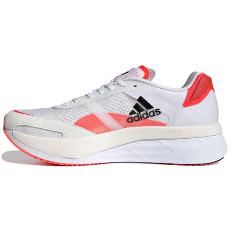 Adidas Adizero Boston 10 White Black Solar Red Sneakers FY4079