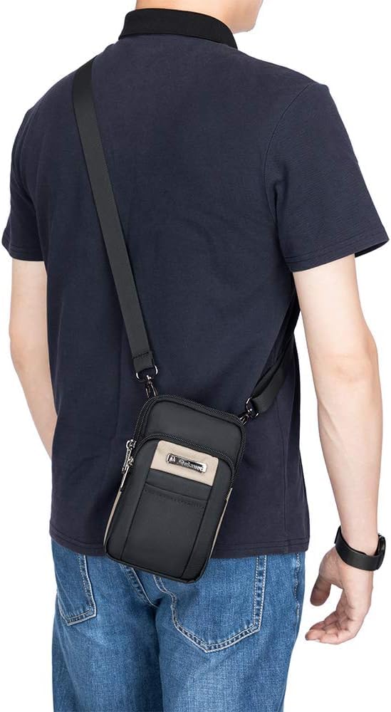 SPAHER Smartphone Waterproof Waist Small Pouch for Outdoor and Storage for Phones and with Shoulder Strap and Black Men's Pouch, Pouch, Size,