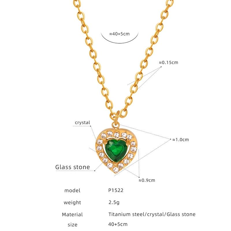 LT-P1521 New Retro Style Light Luxury French Pendant Necklace Titanium Steel 18K Gold/Silver Plated Zircon Heart Shape Jewelry