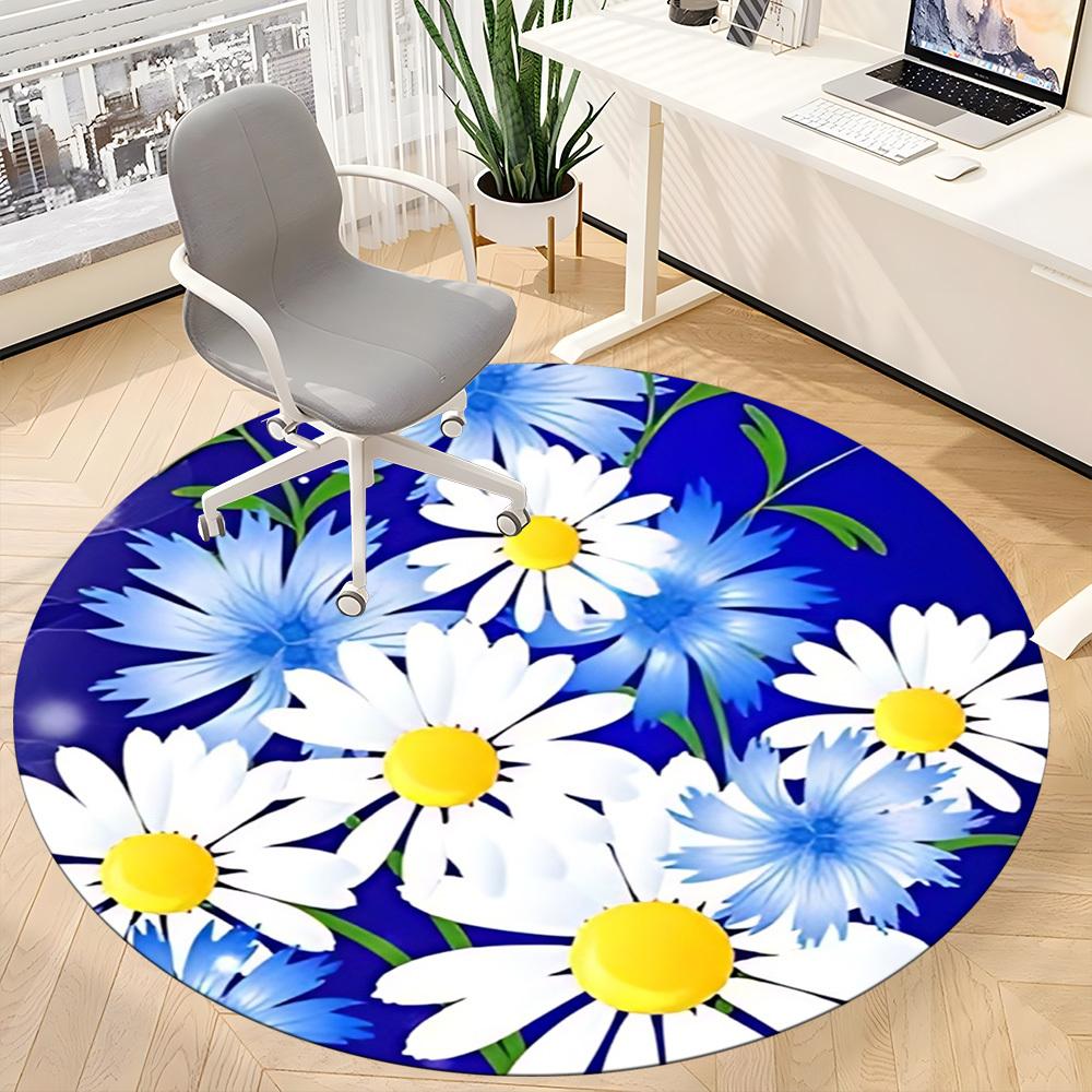 1pc Flower Print Chair Carpet for Office, Non-slip, Soft and Durable Leisure Rug, Perfect for Office, Living Room yy251103129