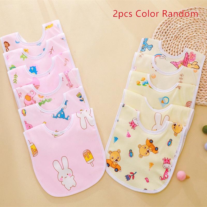 2/5Pcs Baby Cartoon Snap Waterproof Bib Super Soft Baby Bib Newborn Crystal Velvet Saliva Towel