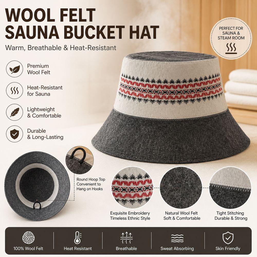 Wool Felt Material Wool Felt Hat Heat Resistant Banya Cap New Sauna Hat  Steam Room Use