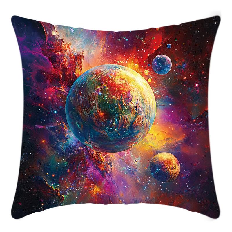 Beautiful Space Galaxy Planet Linen Pillow Cover Cushion Pillow Cover Set of Four