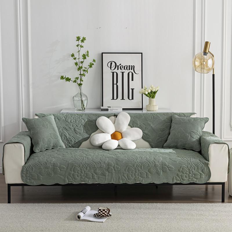 

Универсальная хлопковая стеганая подушка для дивана с вышивкой Four Seasons, простая корейская ткань, нескользящая подушка для дивана, полотенце 110*240cm