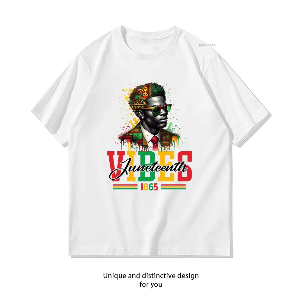 Celebrating Juneteenth Vibes Independence Day Black Men Essential woman man Casual cotton printed t shirts summer Oneck S