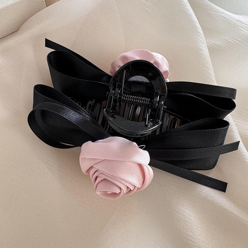 Fugitive Princess Satin Bow Hair Claw Clip - Elegant Updo Accessory