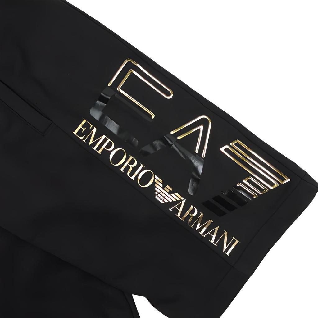 Emporio Armani SS23 Logo Print Elastic Waist Straight Casual Shorts Men shorts Black 3RPS57-PJLSZ-0208