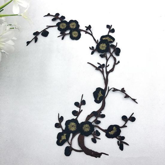 Cherry Blossom Iron Patch Iron-on Blossom Plum Applique Patch Embroidered Floral Patch for Jeans Garment Jackets Backpacks Clothes DIY Crafts